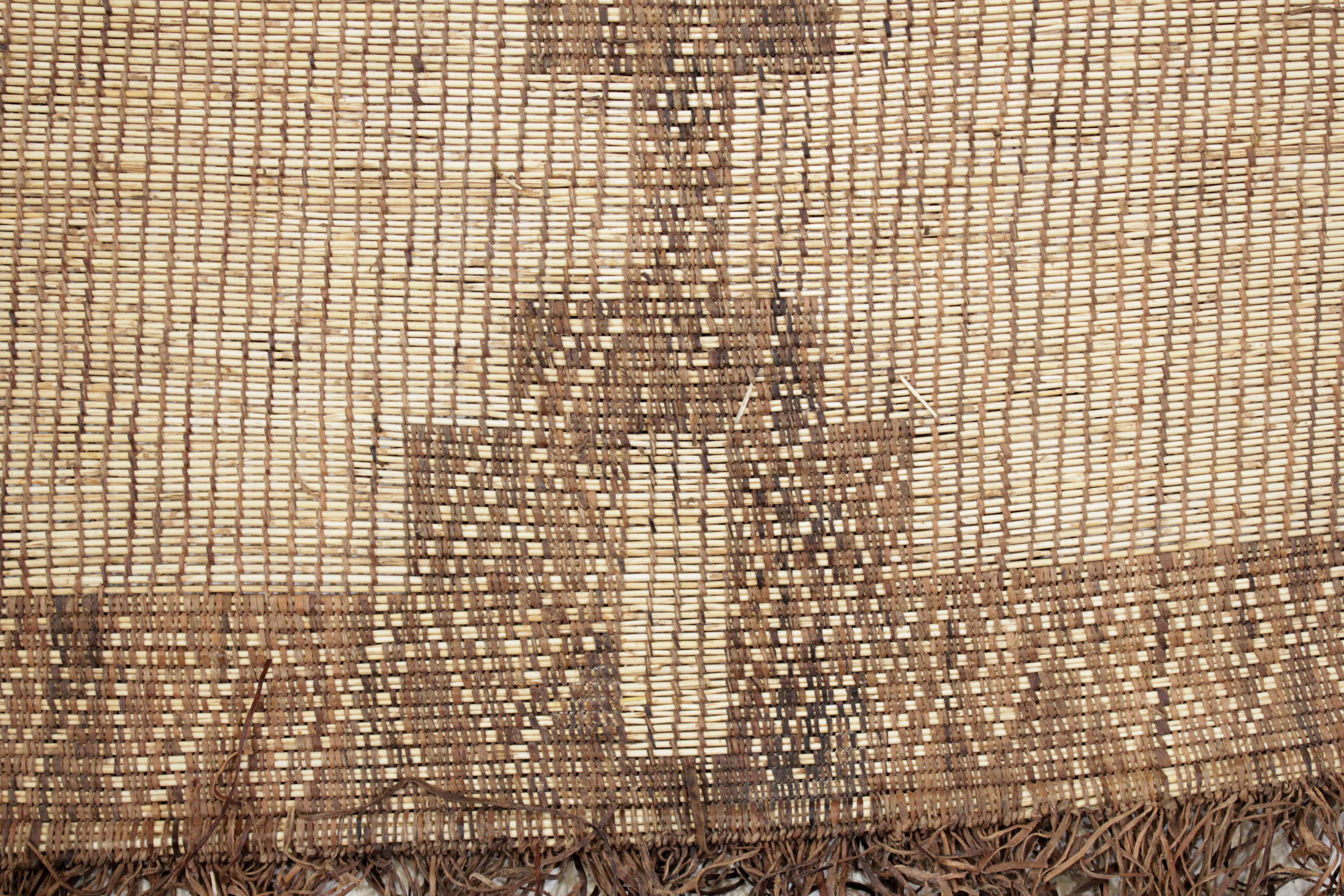 Mauritanian Vintage Saharan African Tuareg Leather and Reed Rug For Sale