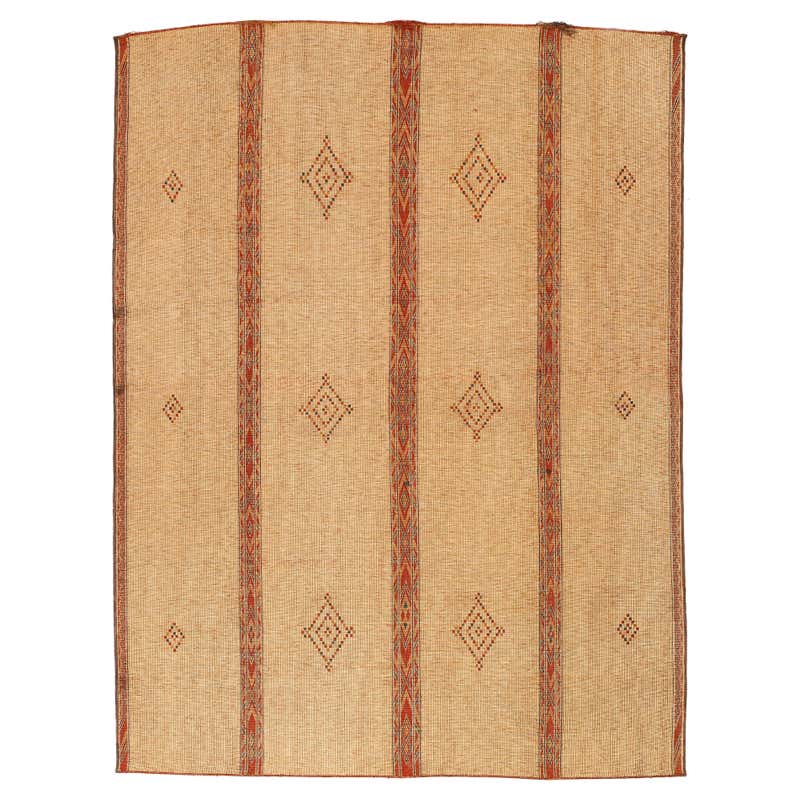 Vintage Mauritanian Saharan Tuareg Reed Rug with Embroidered Leather ...