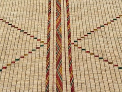 Vintage Saharan Mauritanian African Tuareg Leather and Reed Rug