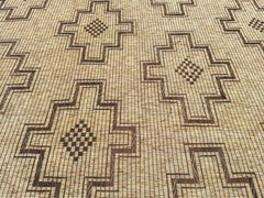 Tapis vintage Saharan Mauritanien Tuareg en cuir et roseau avec diamants à gradins