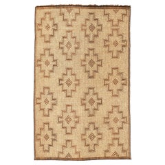 Tapis vintage Saharan Mauritanien Tuareg en cuir et roseau avec diamants à gradins
