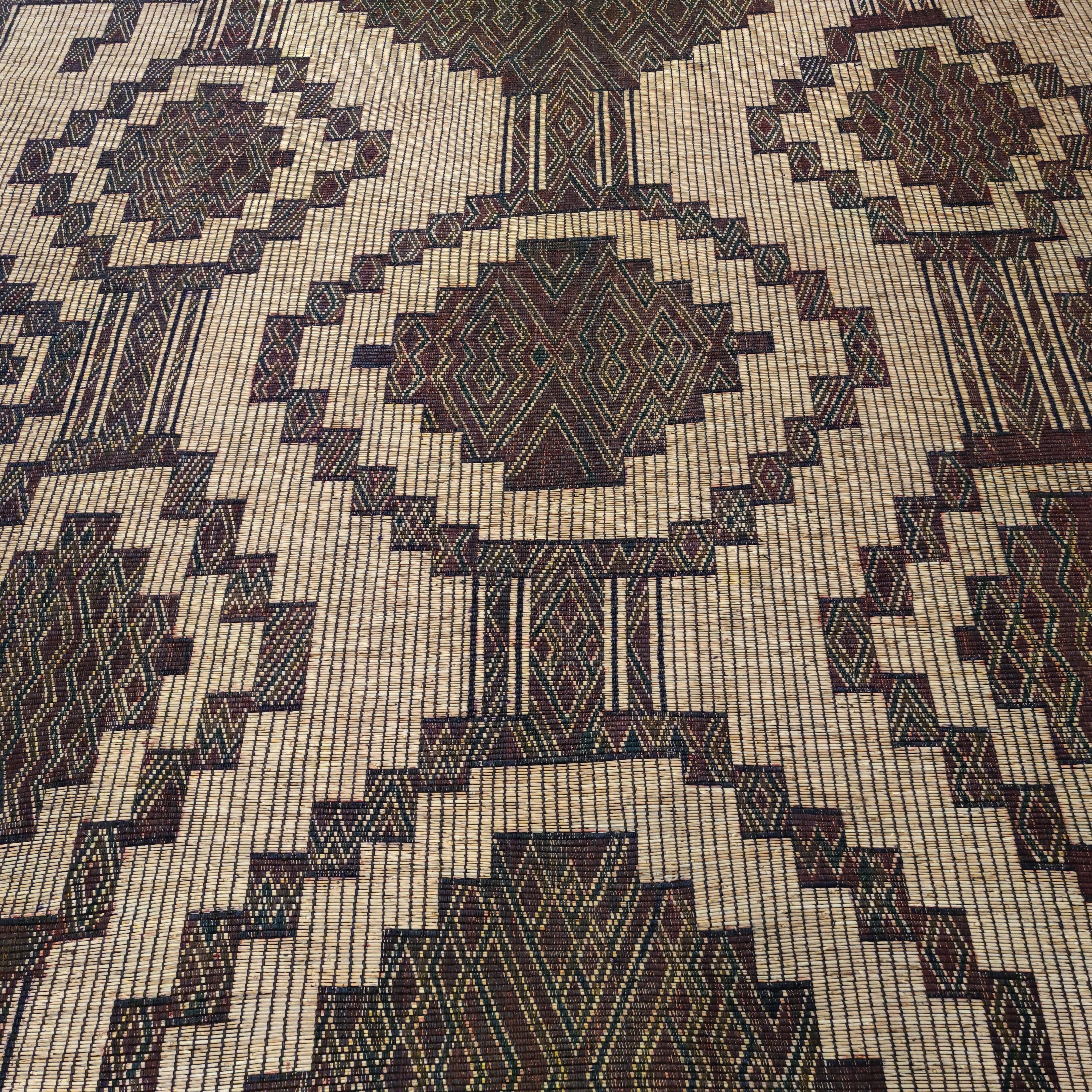 Vintage Saharan Tuareg Leather and Reed Rug 2