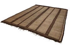 Vintage Saharan Tuareg Leather and Reed Rug