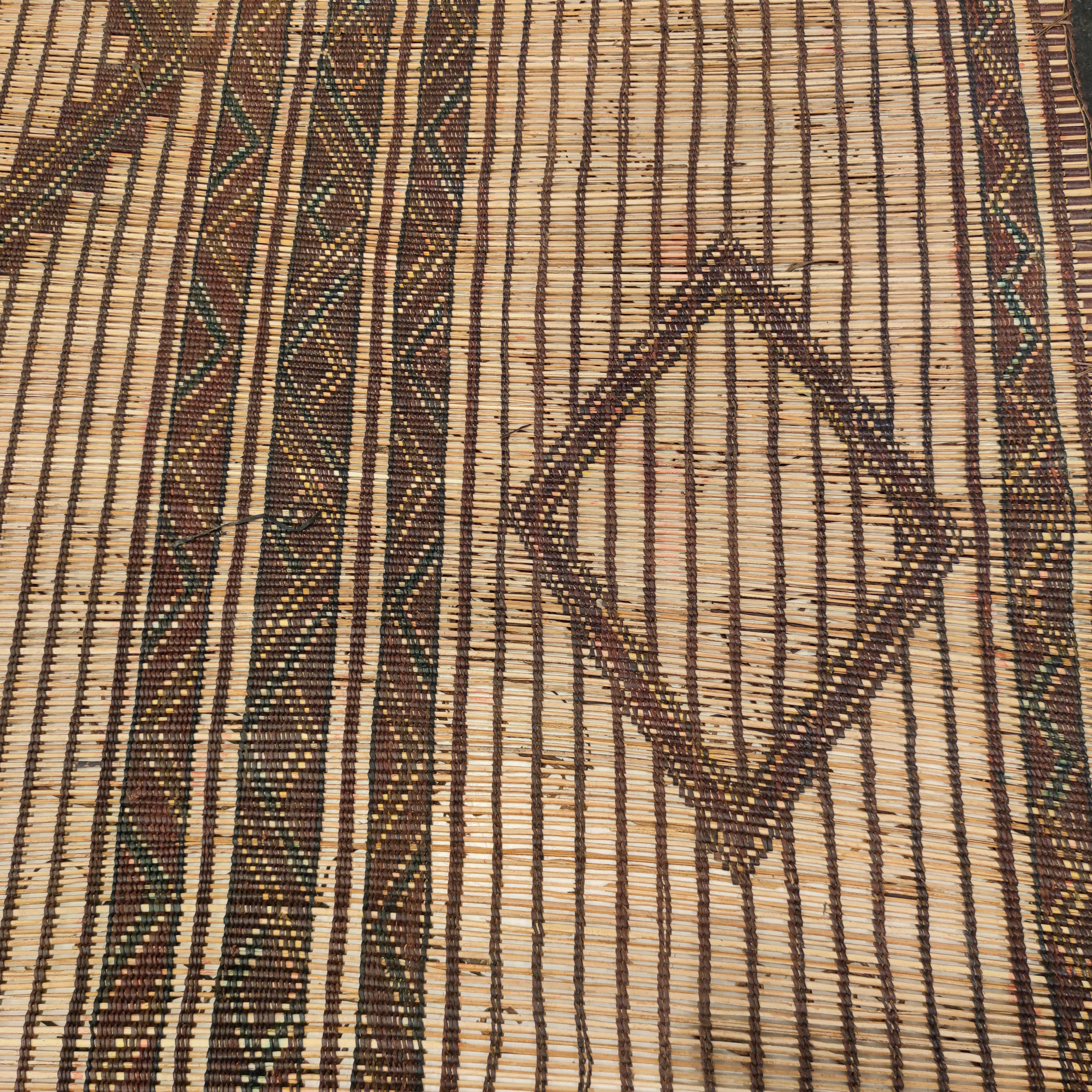 Mauritanian Vintage Saharan Tuareg Leather and Reed Rug