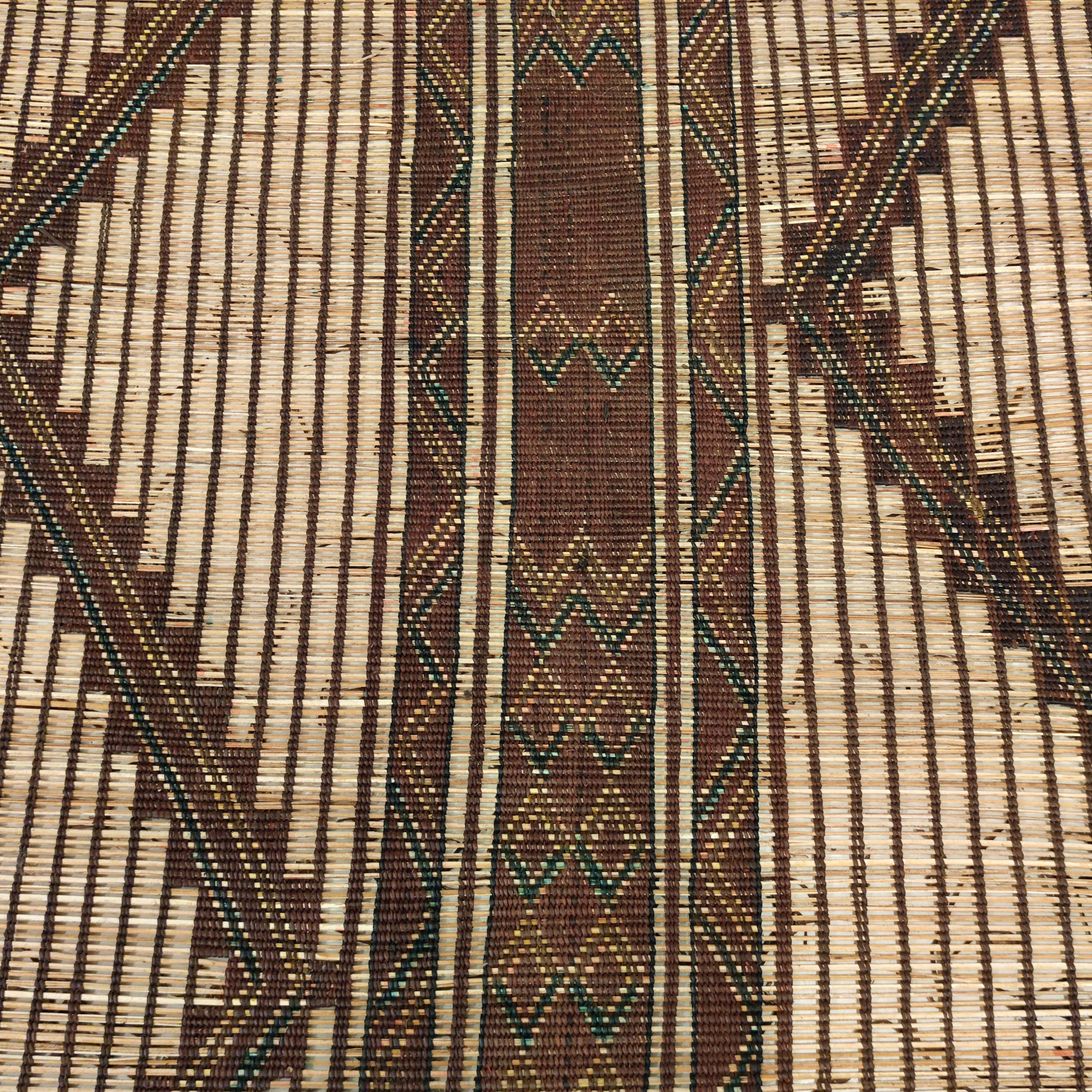 Hand-Crafted Vintage Saharan Tuareg Leather and Reed Rug