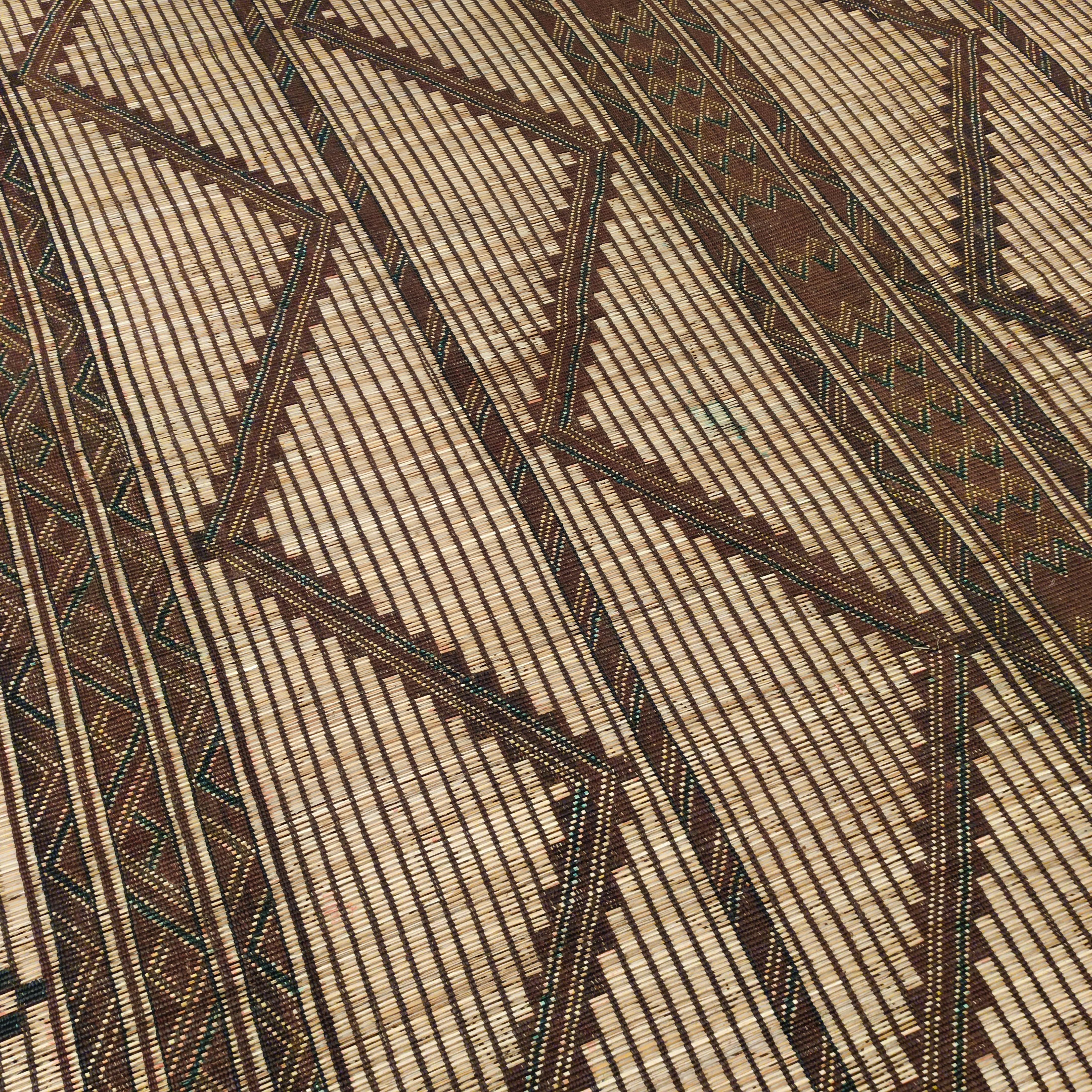 Mid-20th Century Vintage Saharan Tuareg Leather and Reed Rug