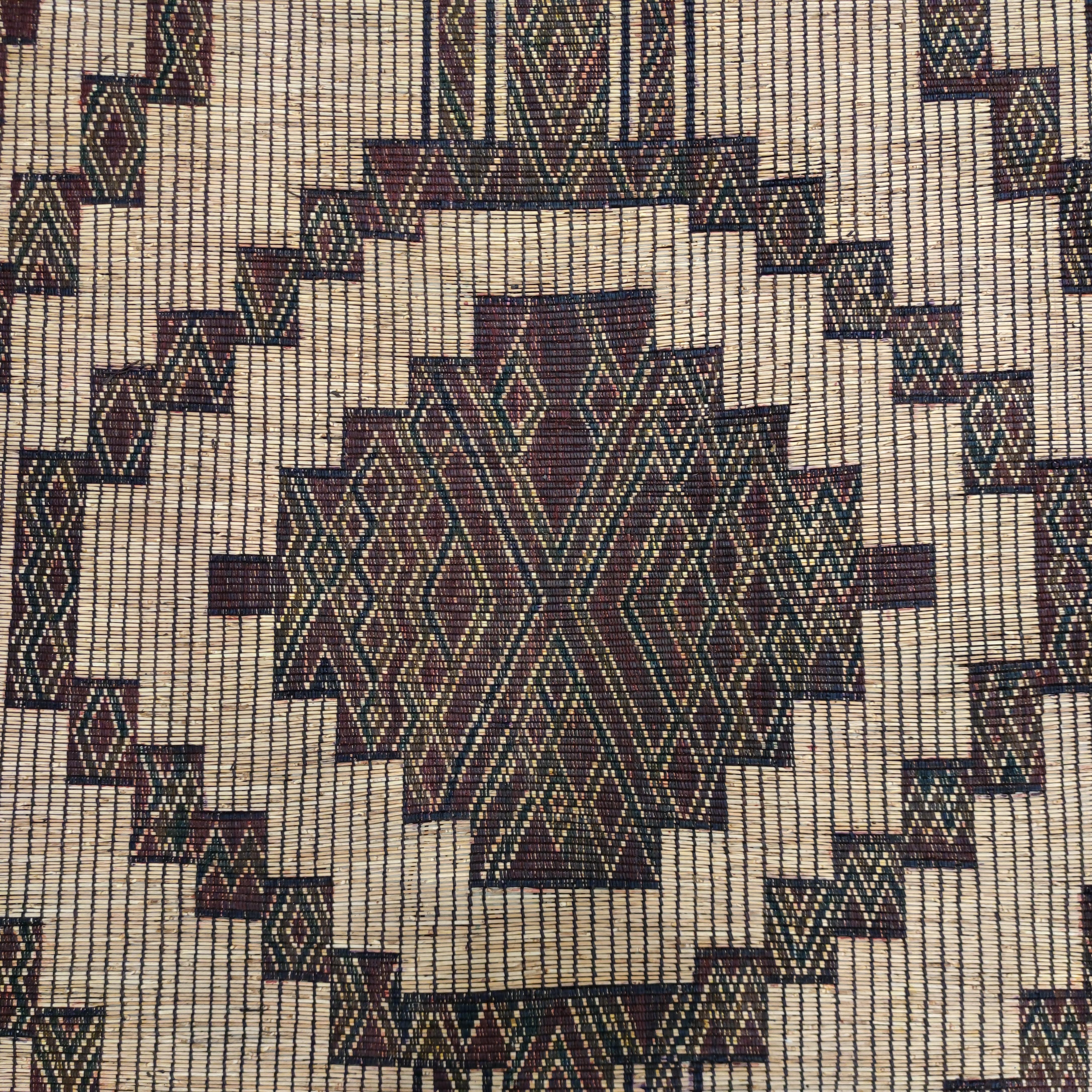 Mauritanian Vintage Saharan Tuareg Leather and Reed Rug