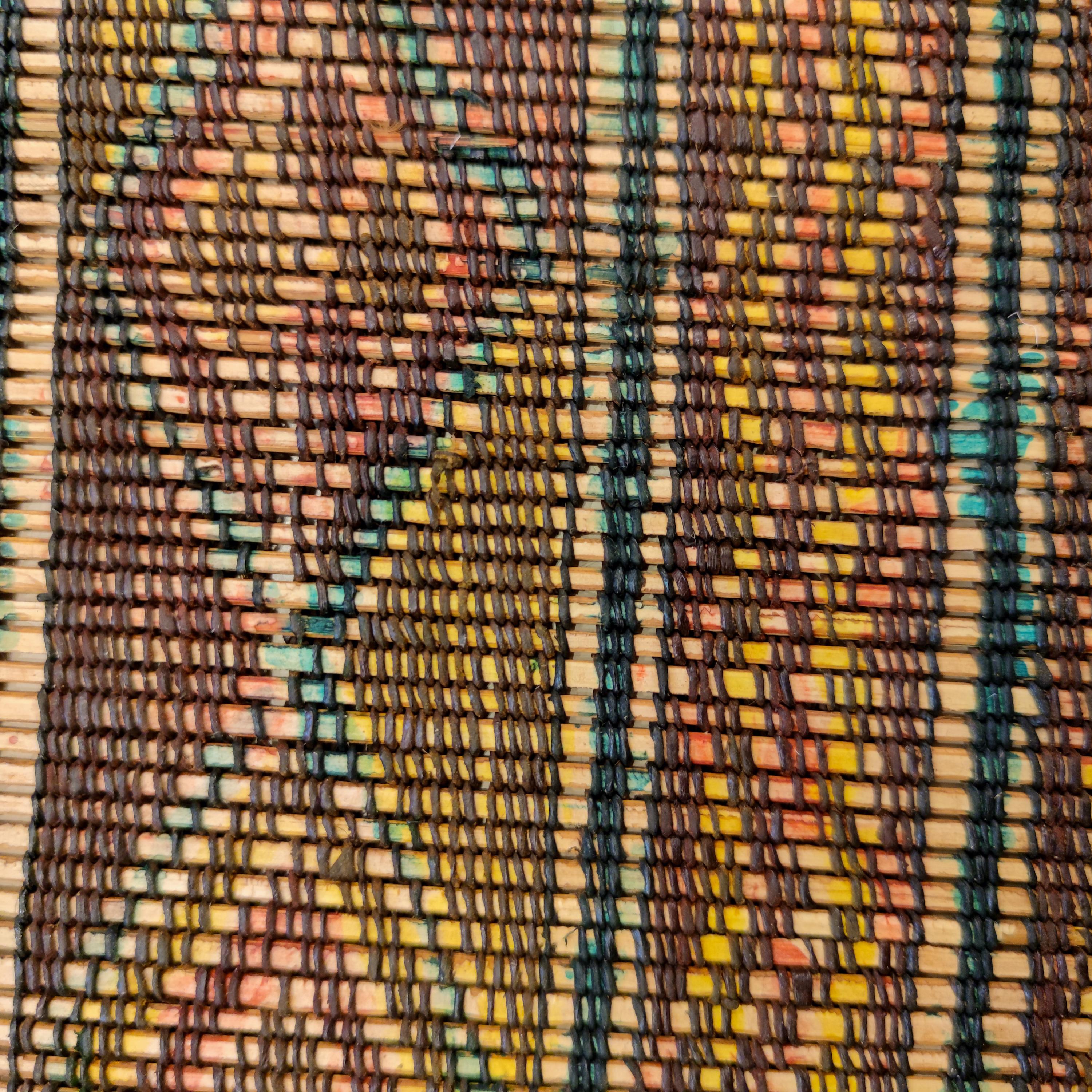 Mauritanian Vintage Saharan Tuareg Leather and Reed Rug For Sale