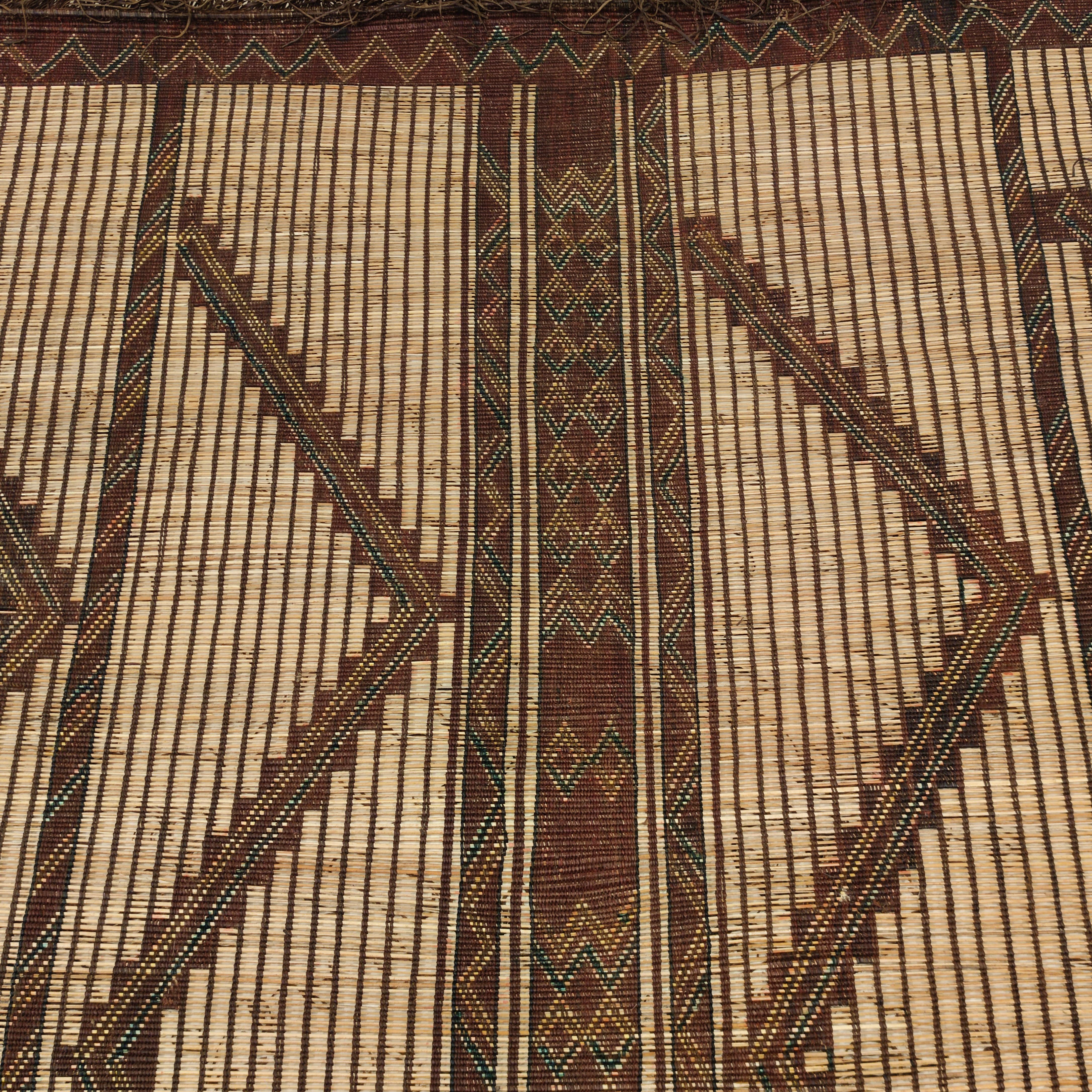 Vintage Saharan Tuareg Leather and Reed Rug 1
