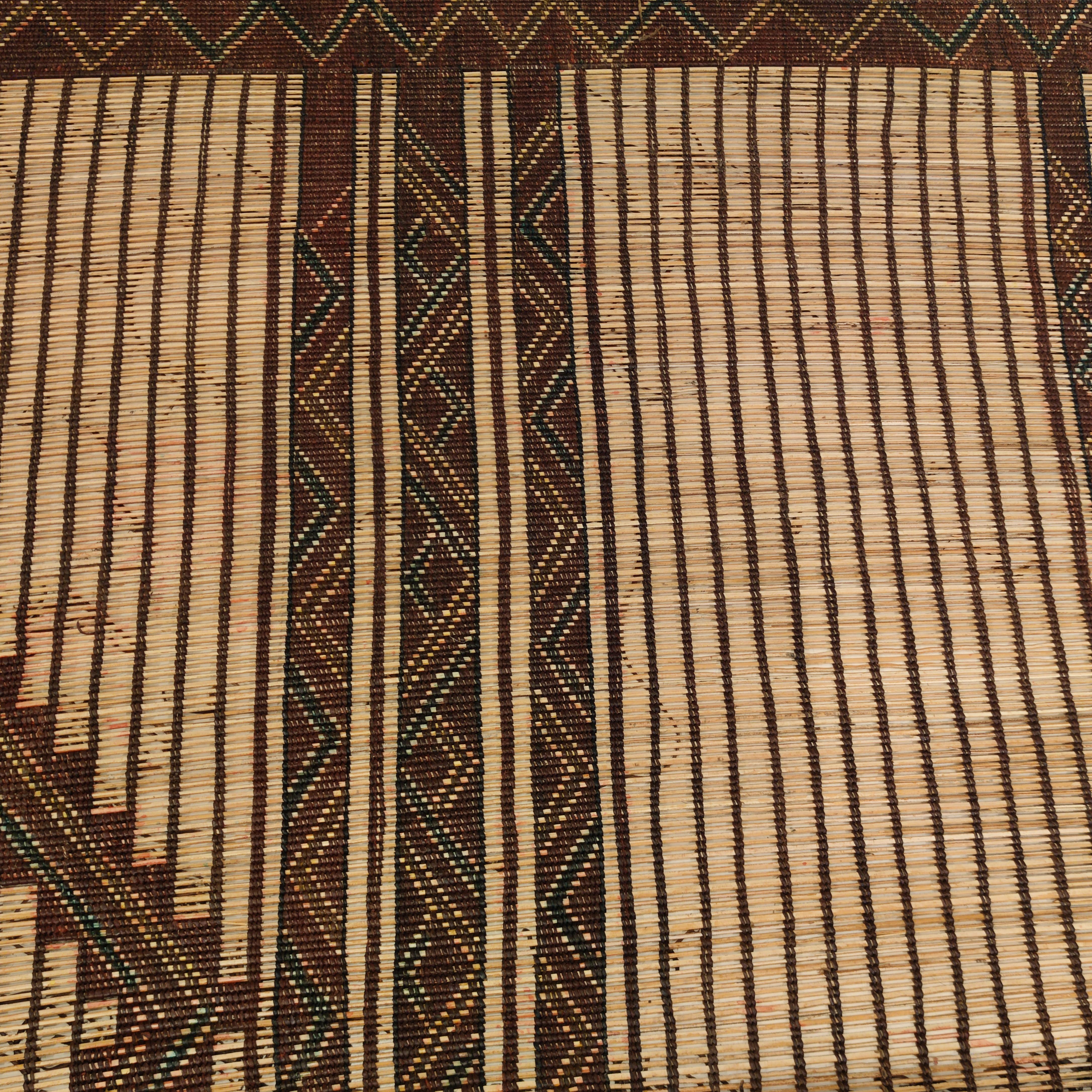 Vintage Saharan Tuareg Leather and Reed Rug 2