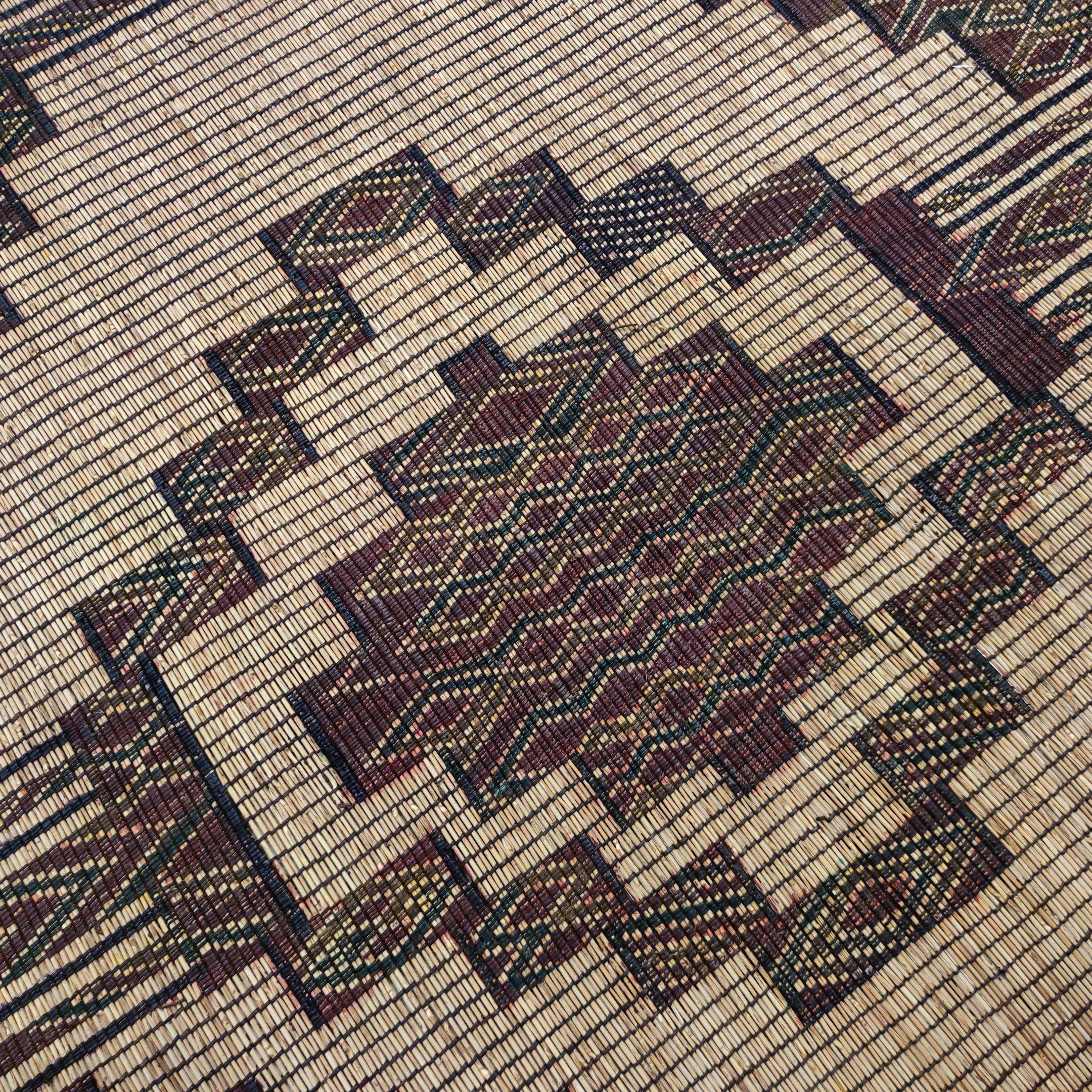 Vintage Saharan Tuareg Leather and Reed Rug In Excellent Condition In Milan, IT