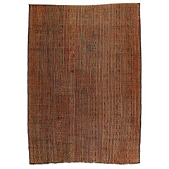 Vintage Saharan Tuareg Leather and Reed Rug