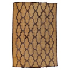 Vintage Saharan Tuareg Leather and Reed Rug