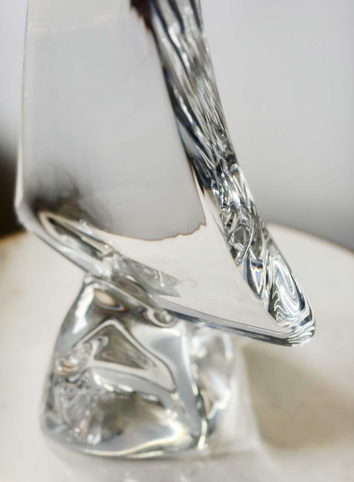 French Vintage Sailboat Crystal Sculpture by Daum, France For Sale