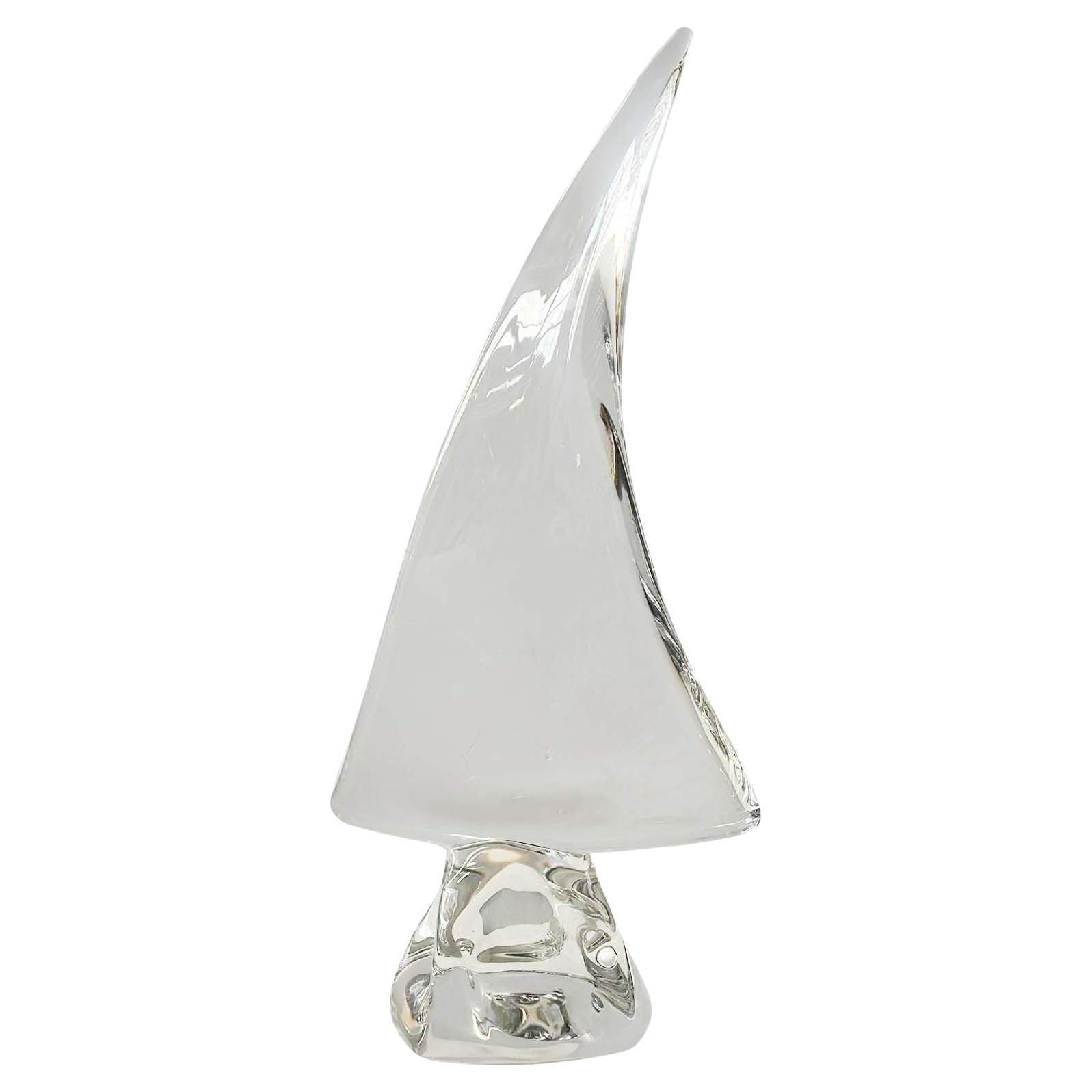Vintage Sailboat Crystal Sculpture by Daum, France For Sale