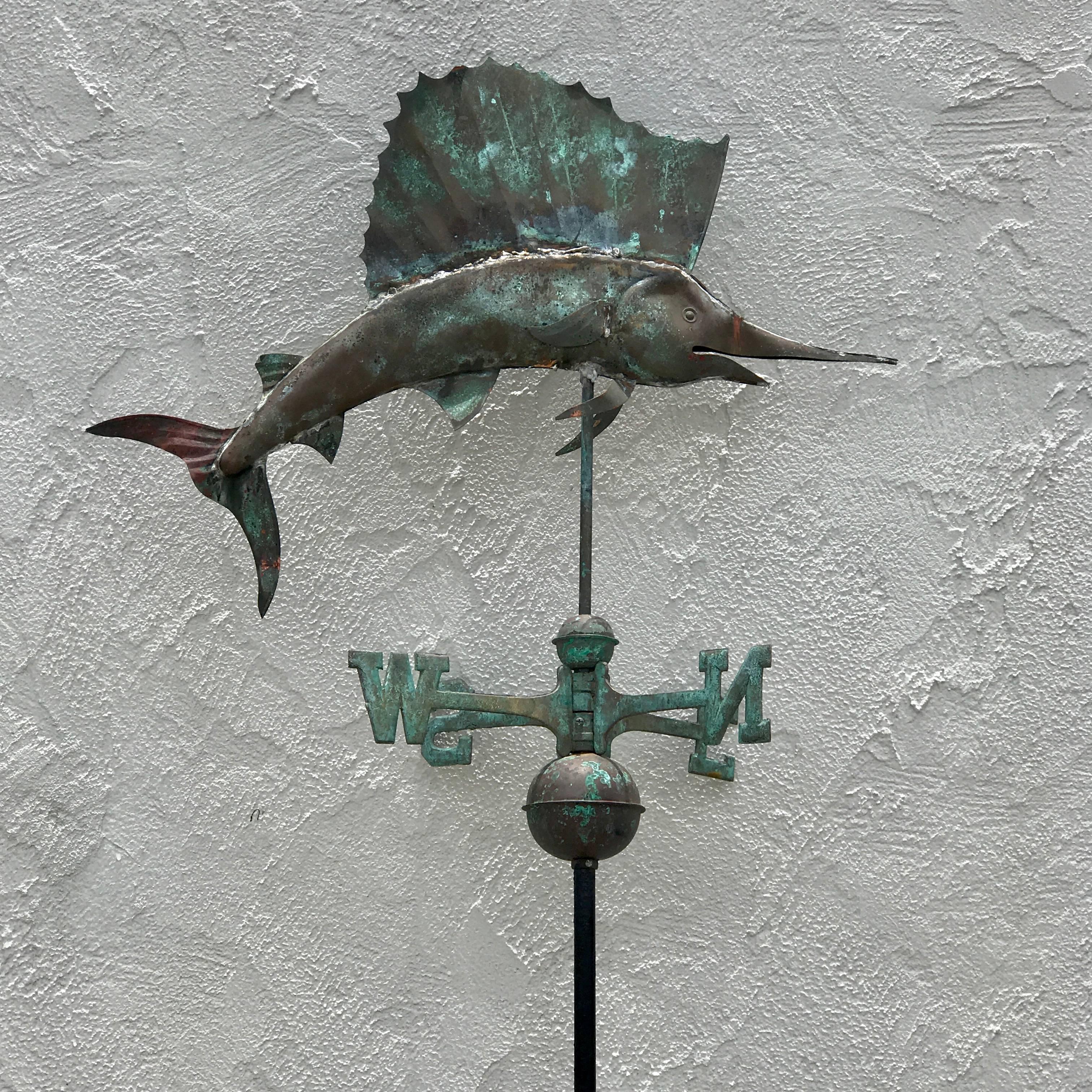 Vintage Sailfish Copper Weather Vane 8