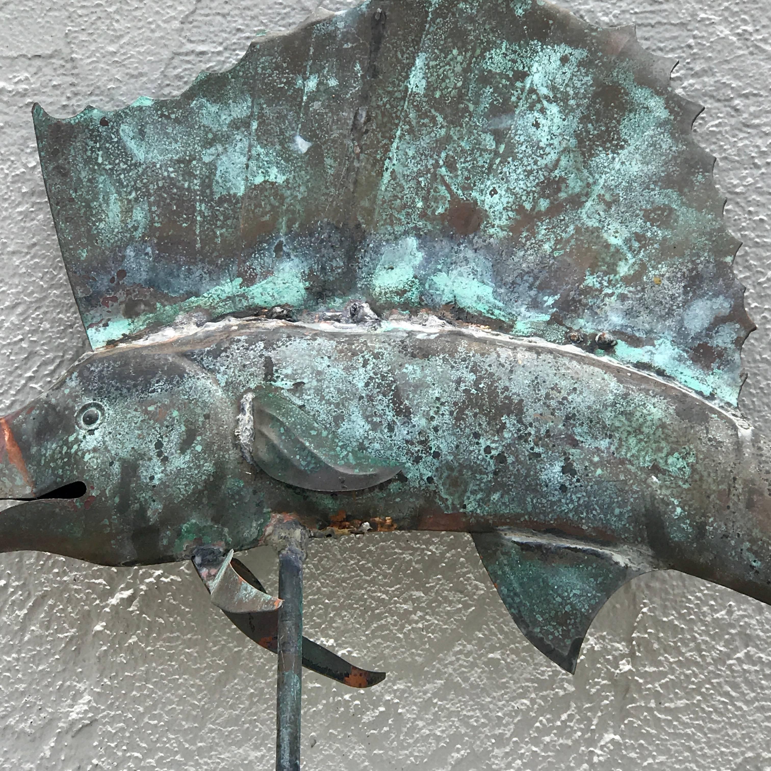 Vintage Sailfish Copper Weather Vane 1