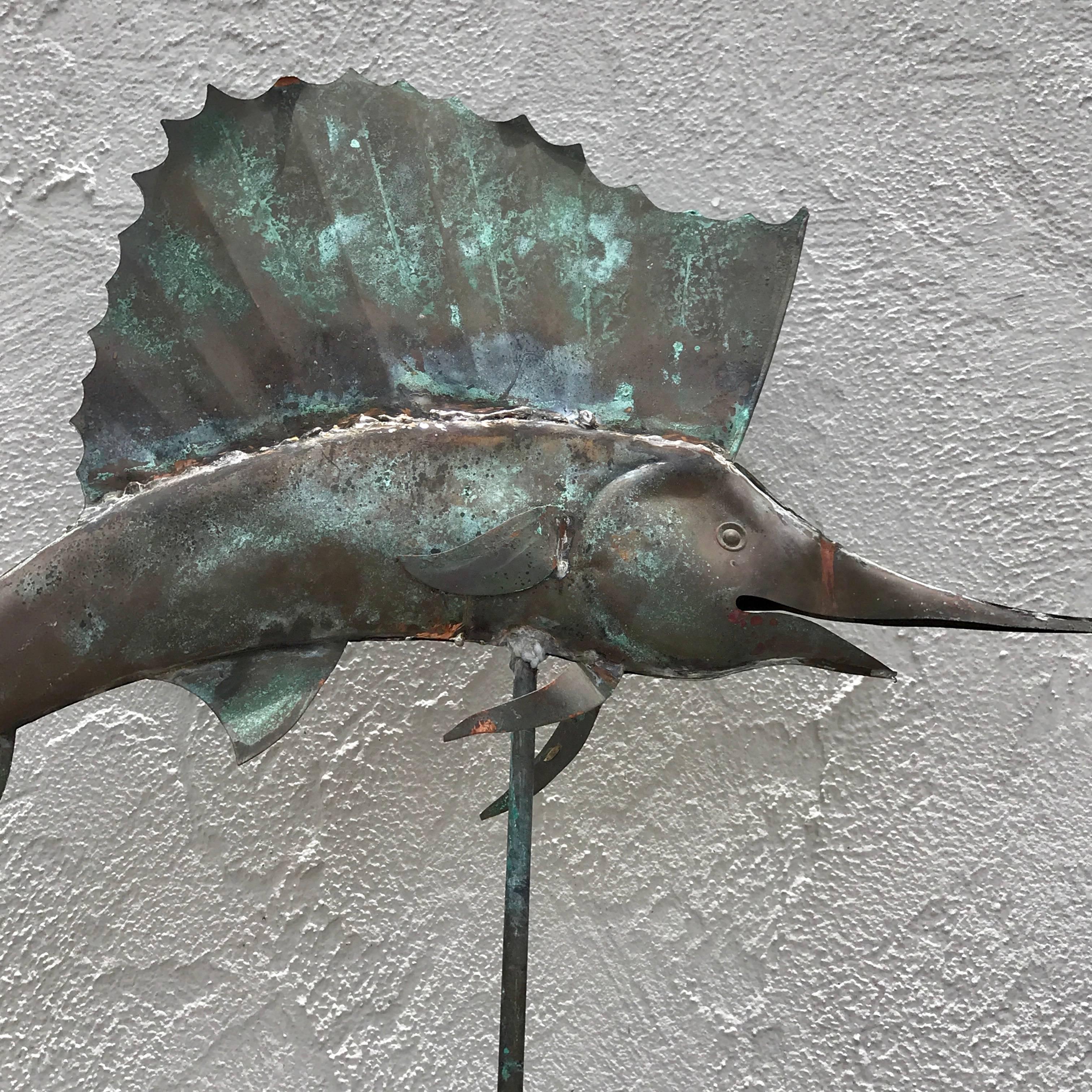 Vintage Sailfish Copper Weather Vane 4