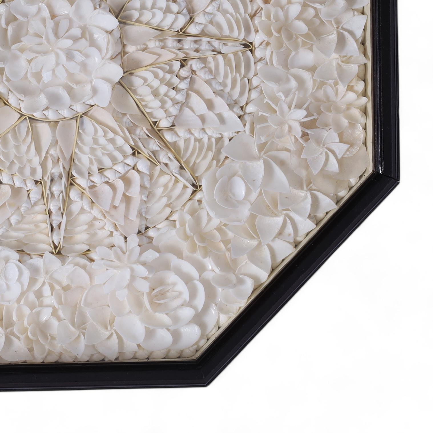 Vintage Sailors Valentine with White Seashells In Good Condition In Palm Beach, FL