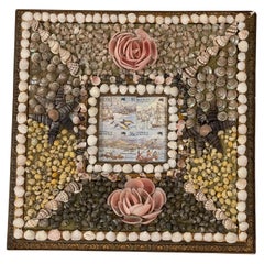 Vintage Sailors Valentines Style Sea Shell Encrusted Frame