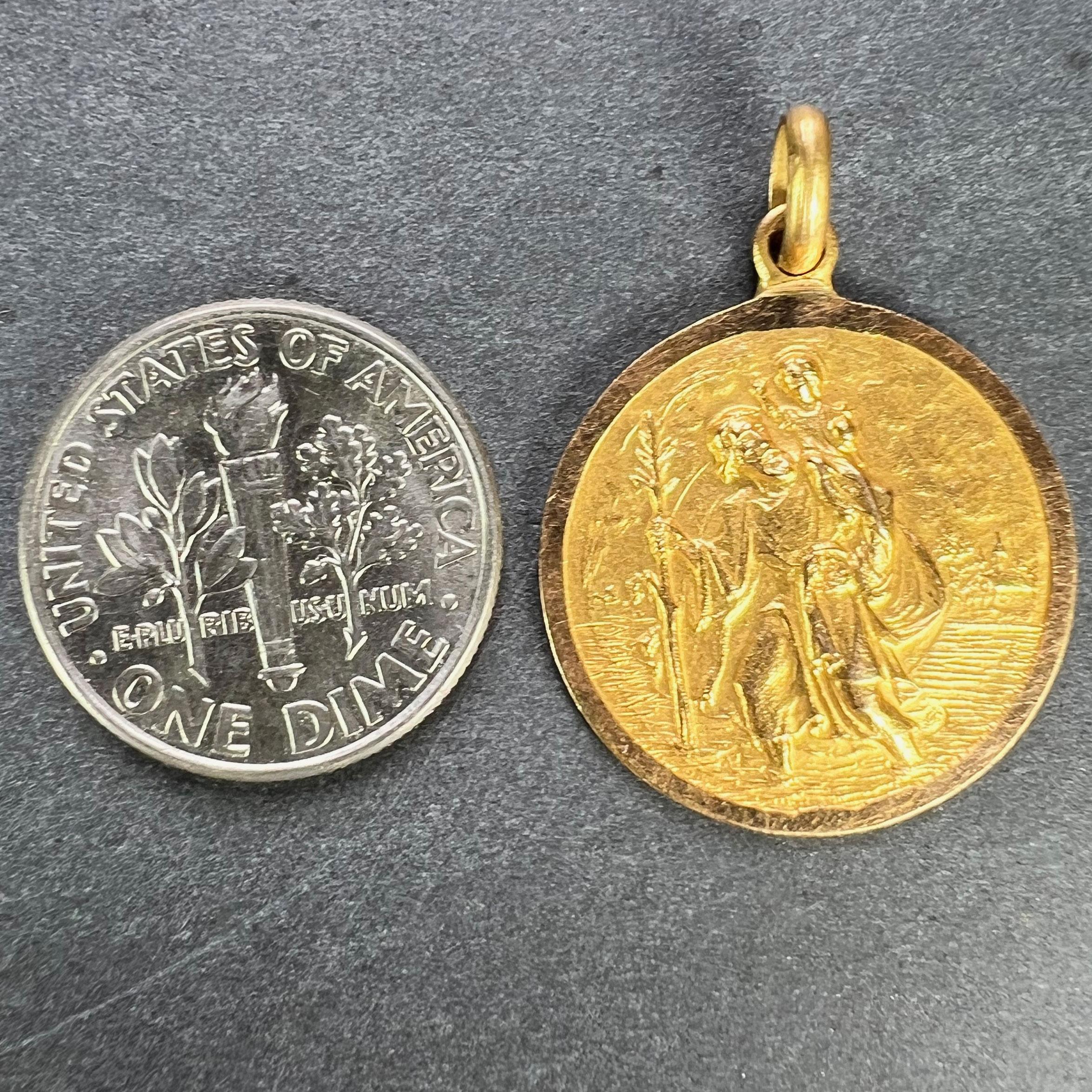 Saint Christopher Pendentif breloque vintage en or jaune 18 carats en vente 6