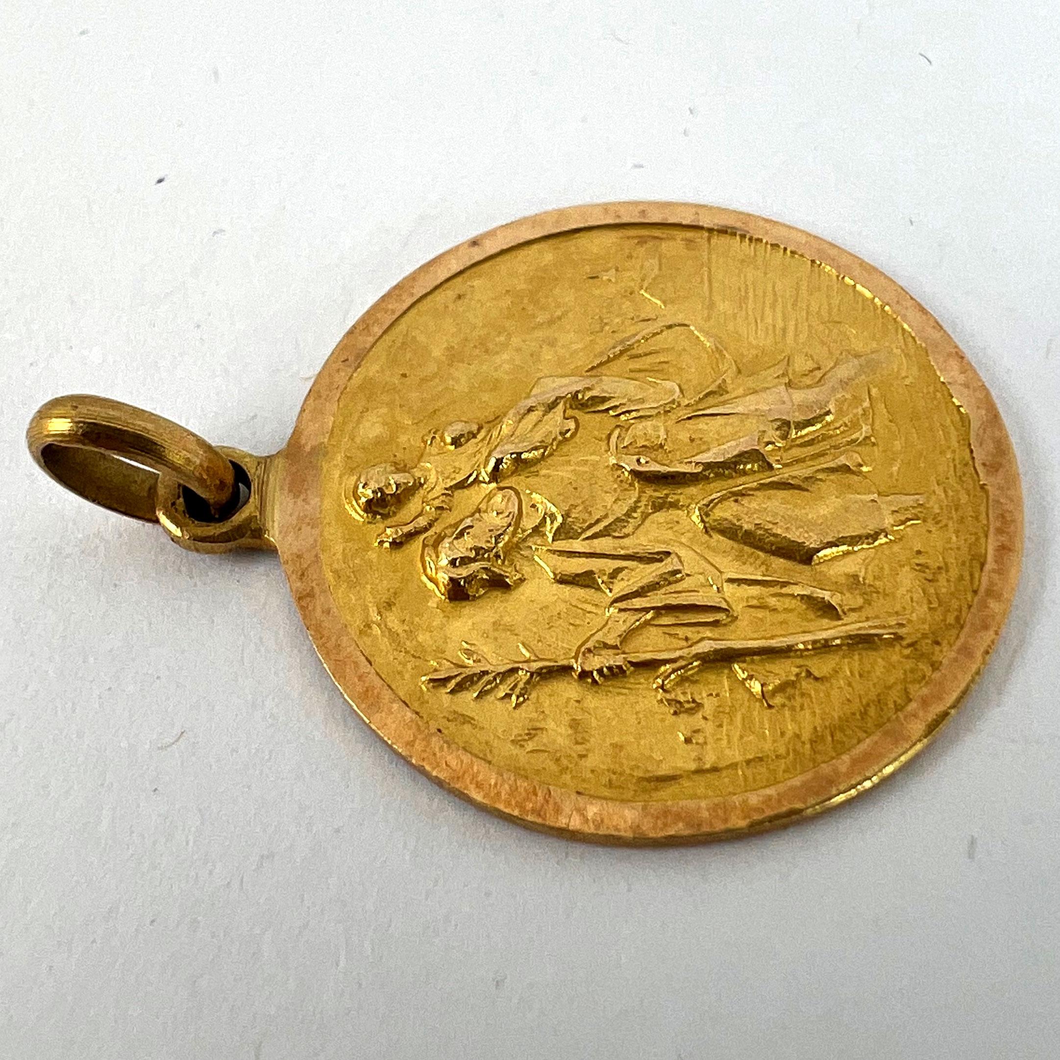 Saint Christopher Pendentif breloque vintage en or jaune 18 carats en vente 10