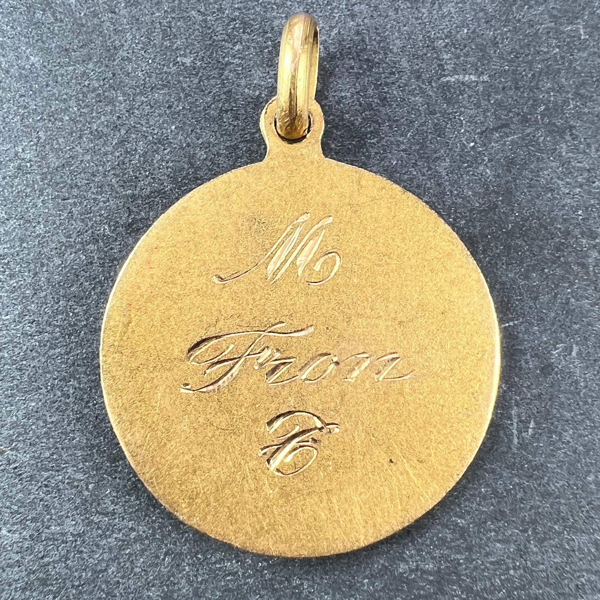 Saint Christopher Pendentif breloque vintage en or jaune 18 carats Bon état - En vente à London, GB