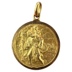 Colgante vintage San Cristóbal de oro amarillo de 18 quilates
