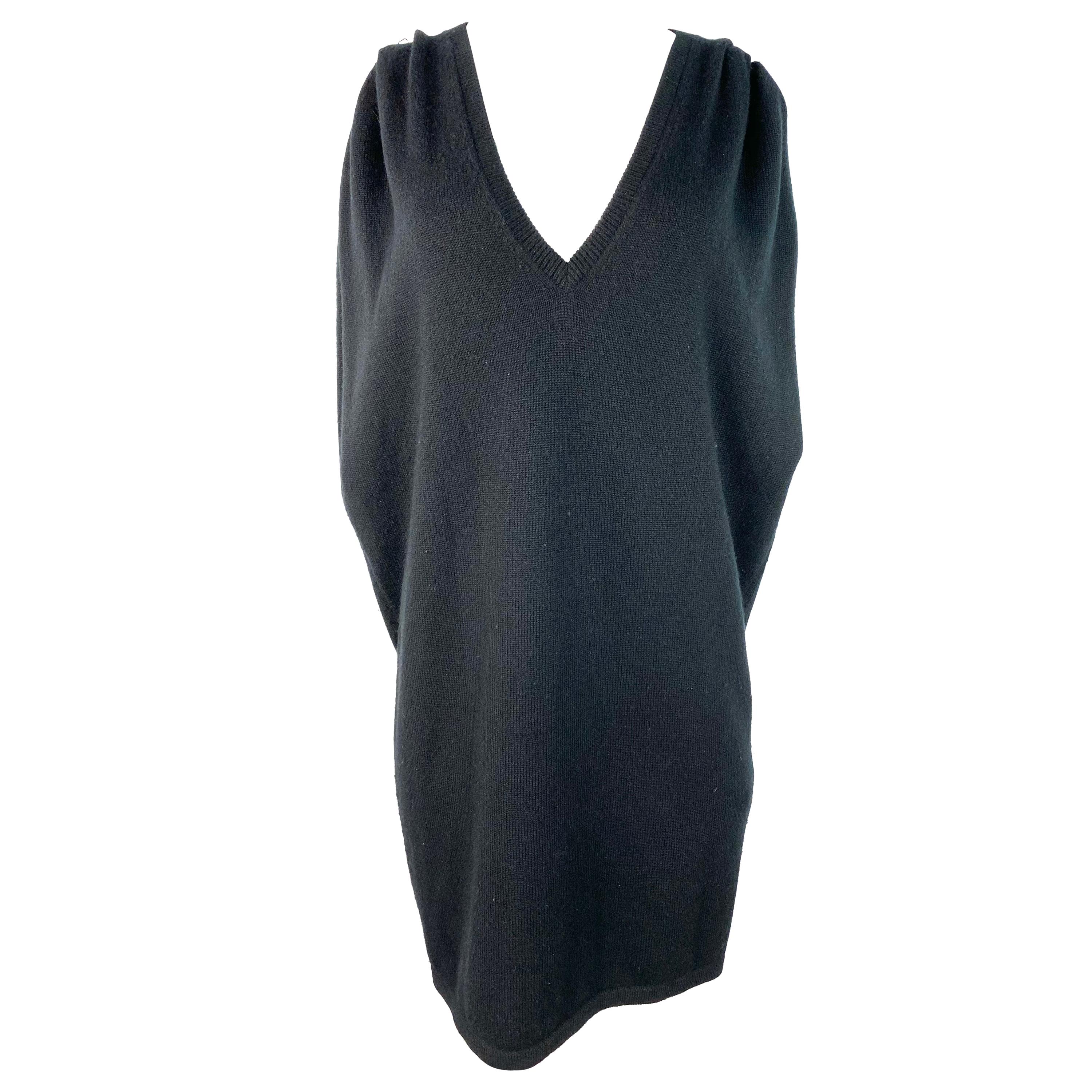 Vintage Saint Laurent Paris Black Knit Vest Dress, Size L
