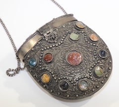 Monedero Vintage Sajai de metal y ágata, hecho a mano en la India