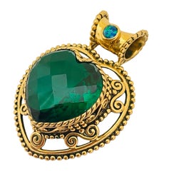 Vintage SAJEN gold glass heart designer pendant