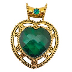 Vintage SAJEN gold glass heart designer pendant