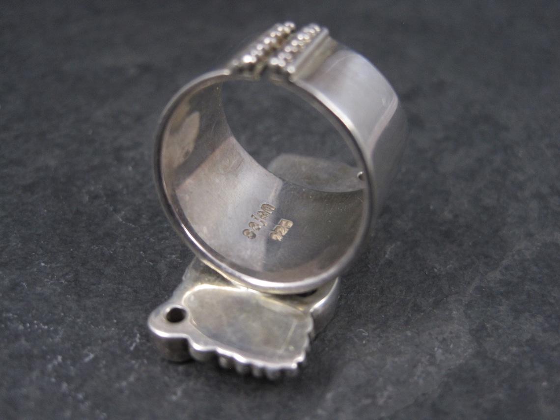 Anillo Vintage Sajen de Abalón de Esterlina Amatista Peridoto Talla 7 en Excelente estado para la venta en Webster, SD