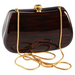 Vintage Saks Fifth Avenue Evening Bag Minaudière Polished Wood Resin Italy Rare
