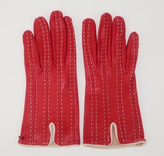 Vintage Saks Fifth Avenue Italian Red Leather Sporty Gloves
