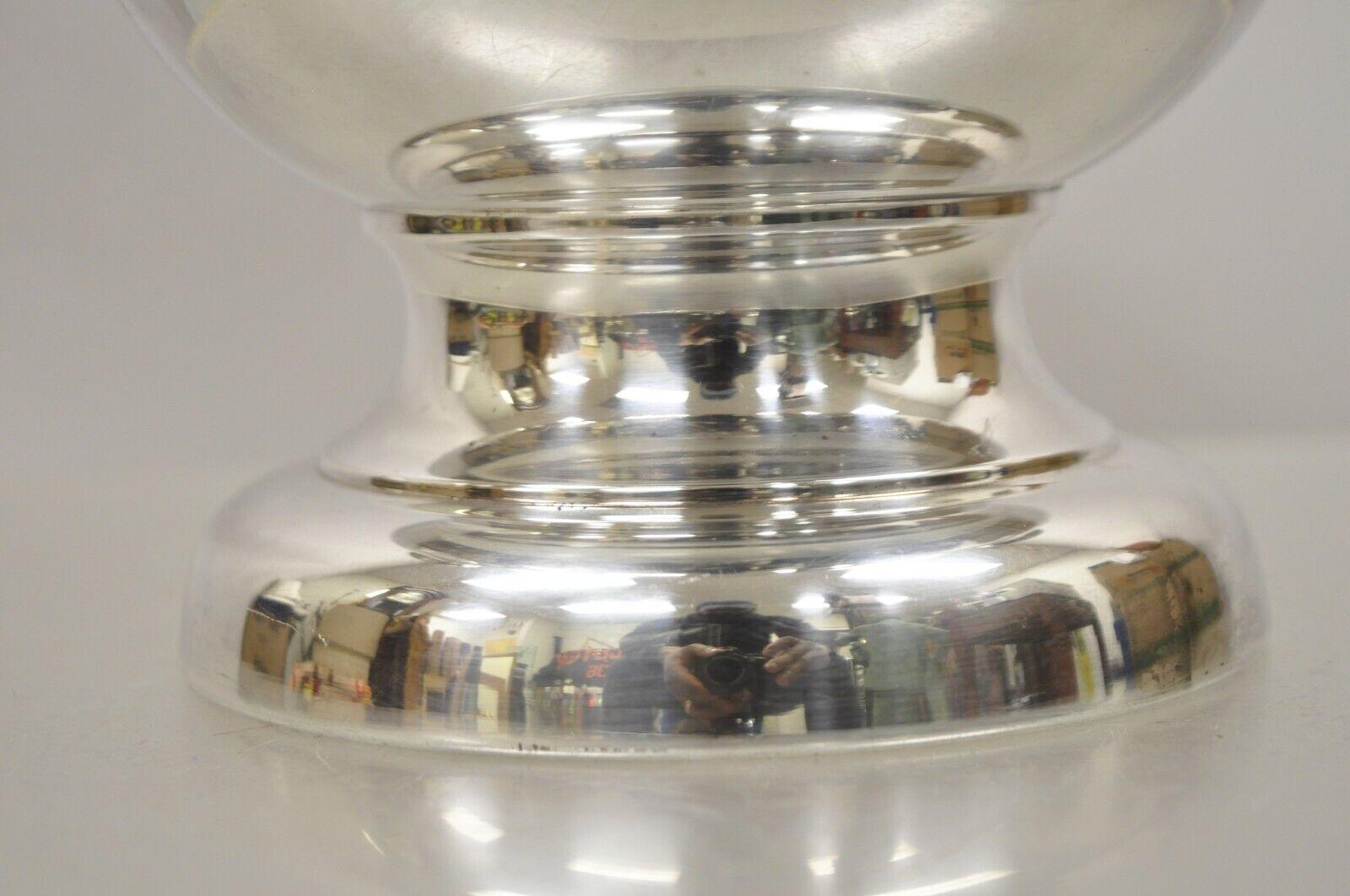 Vintage Saks Fifth Avenue Silver Plated Regency Lion Head Lidded Ice Bucket 5