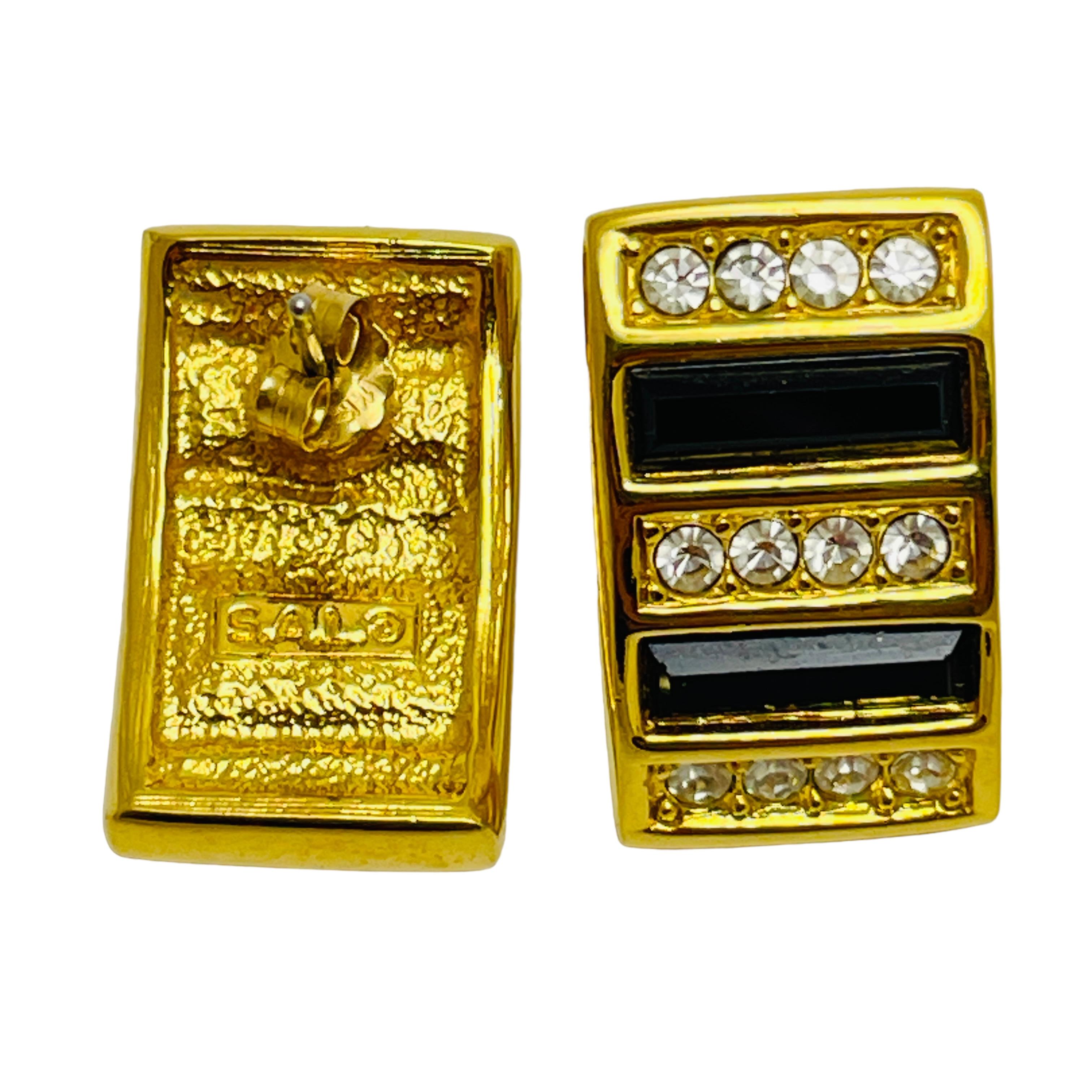 Vintage SAL SWAROVSKI gold plated crystals designer earrings In Good Condition For Sale In Palos Hills, IL