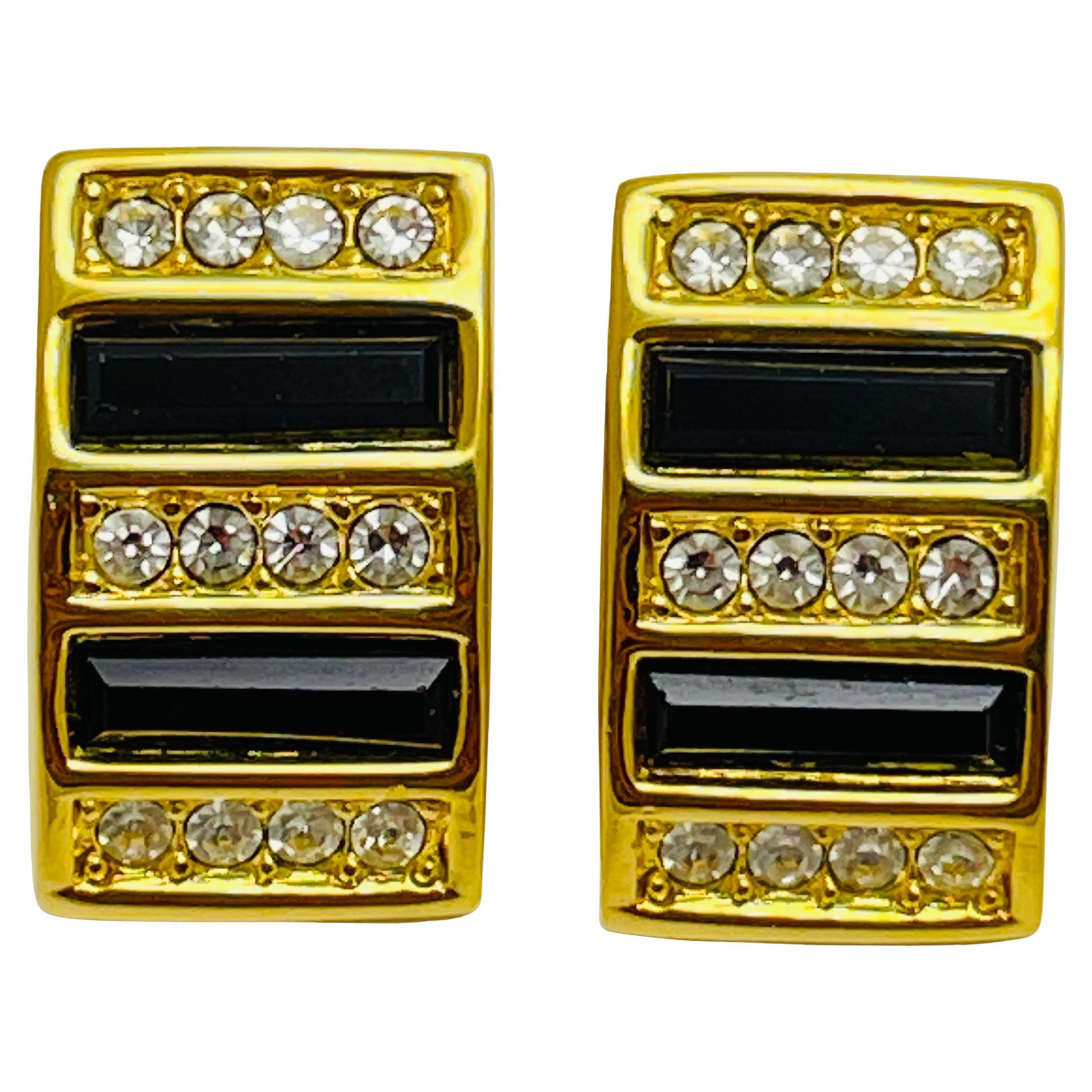 Vintage SAL SWAROVSKI gold plated crystals designer earrings For Sale
