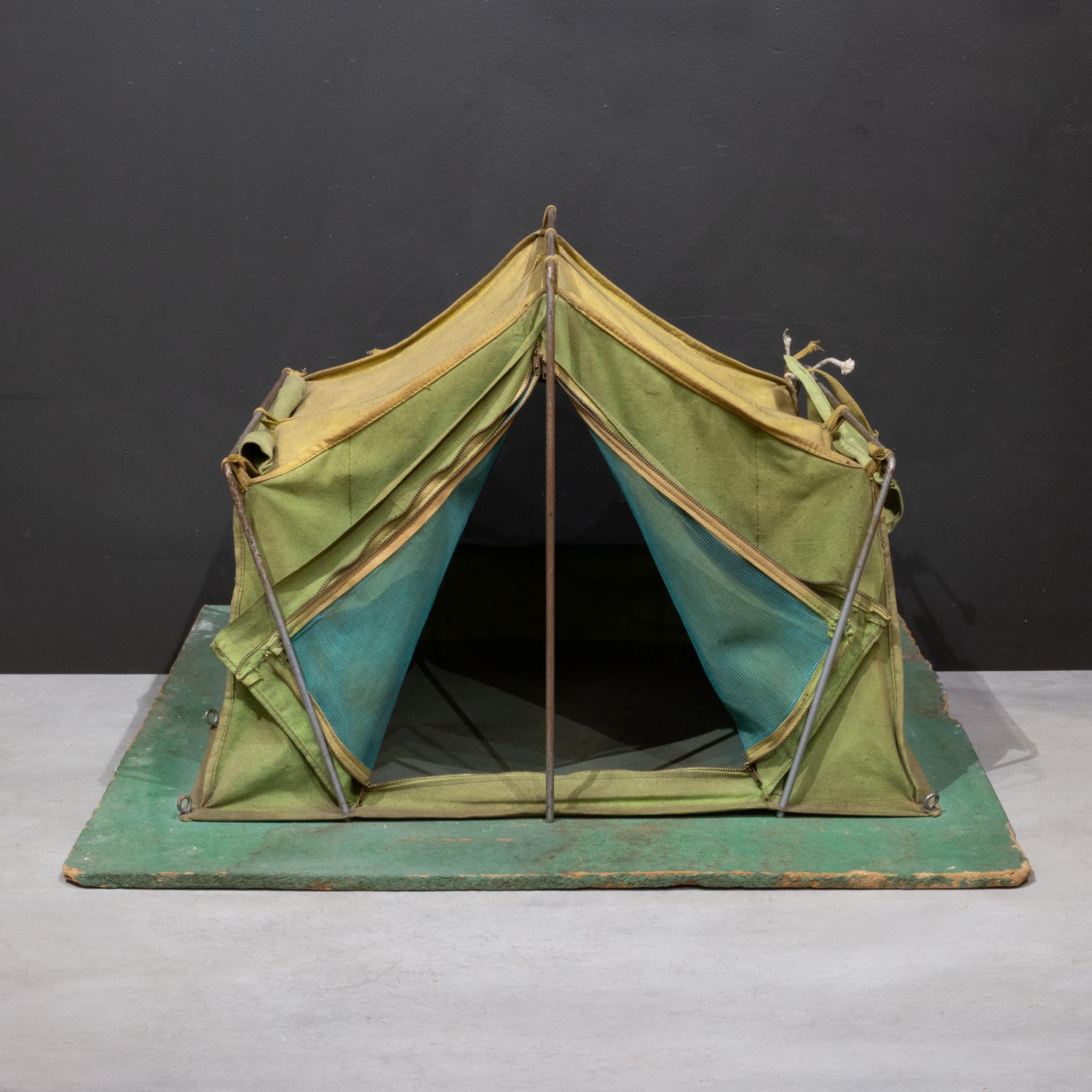 Industrial Vintage Salesman's Sample Canvas Camping Tent c.1940 For Sale