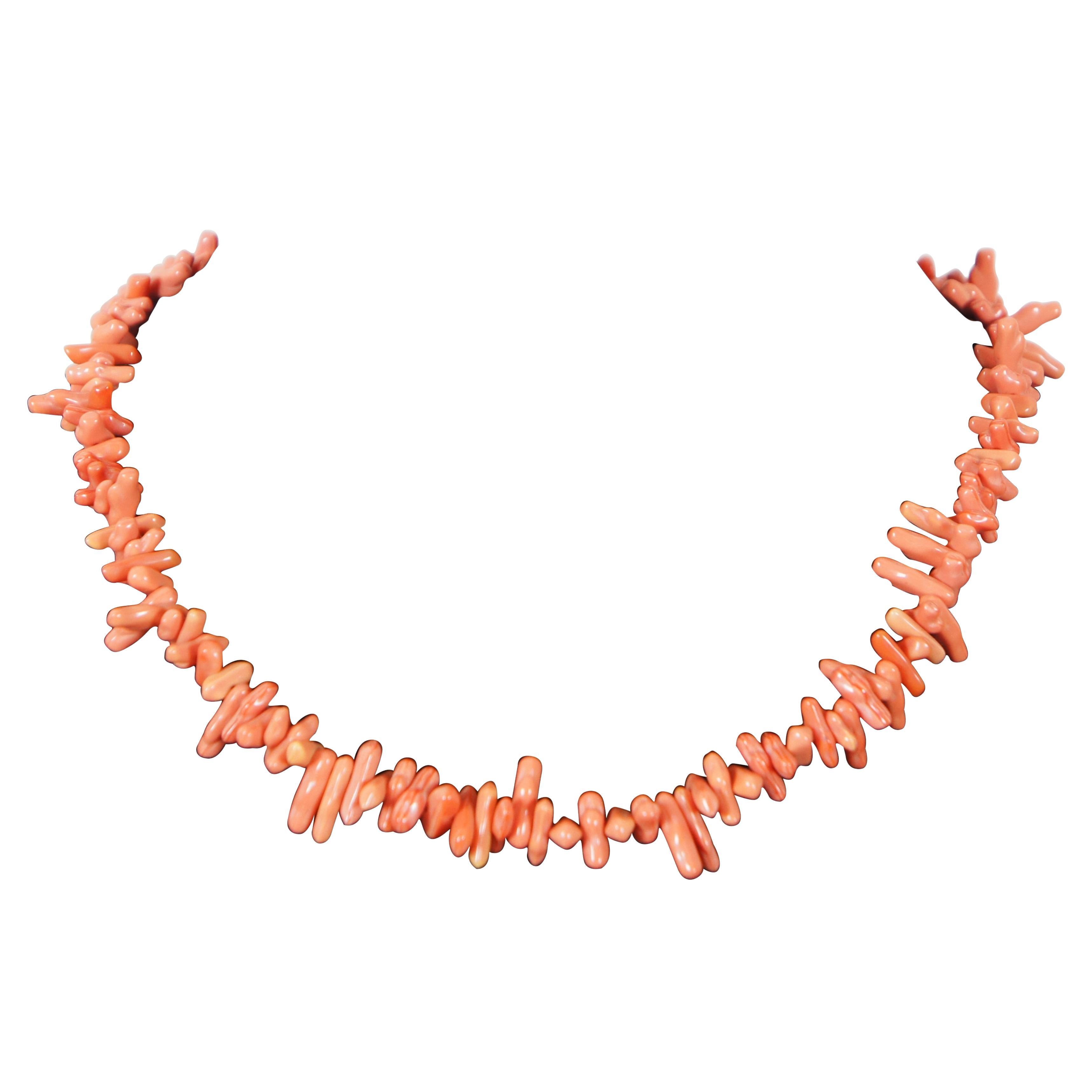 Vintage Salmon Branch Coral Beaded Necklace 18"