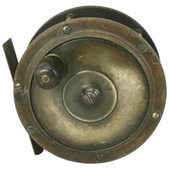 Antique Salmon Fly Fishing Reel with Brass and Bakelite Face