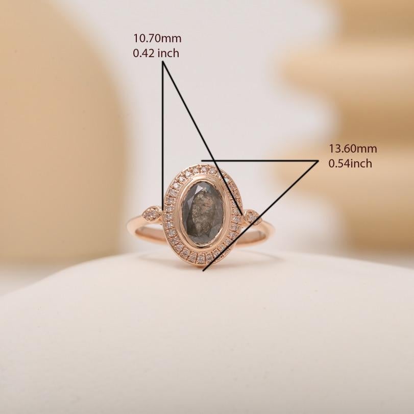 Round Cut Vintage Salt And Pepper 1.00ct Diamond Ring For Sale