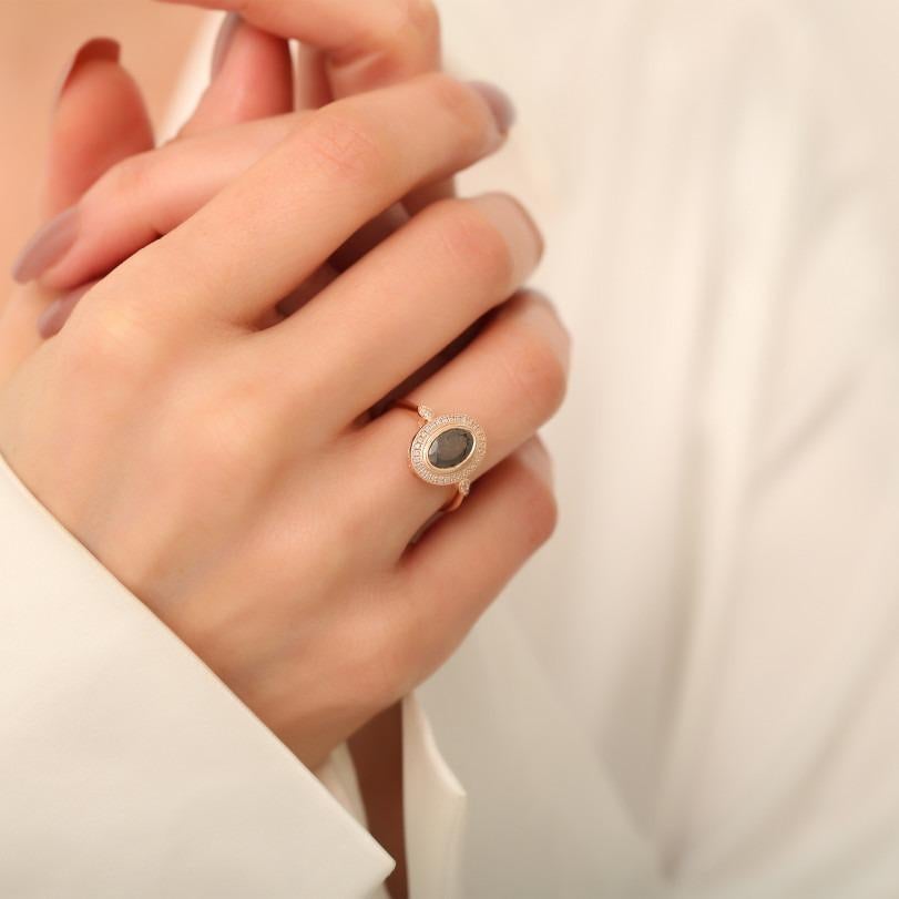 Vintage Salt And Pepper 1.00ct Diamond Ring In New Condition For Sale In Fatih, 34