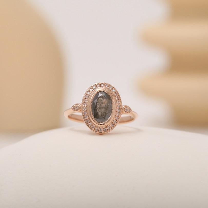 Women's Vintage Salt And Pepper 1.00ct Diamond Ring For Sale