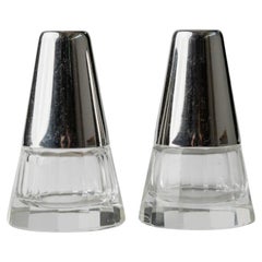 Vintage Salt and Pepper Shakers Silver-Plated and Glass Italy, 1950s
