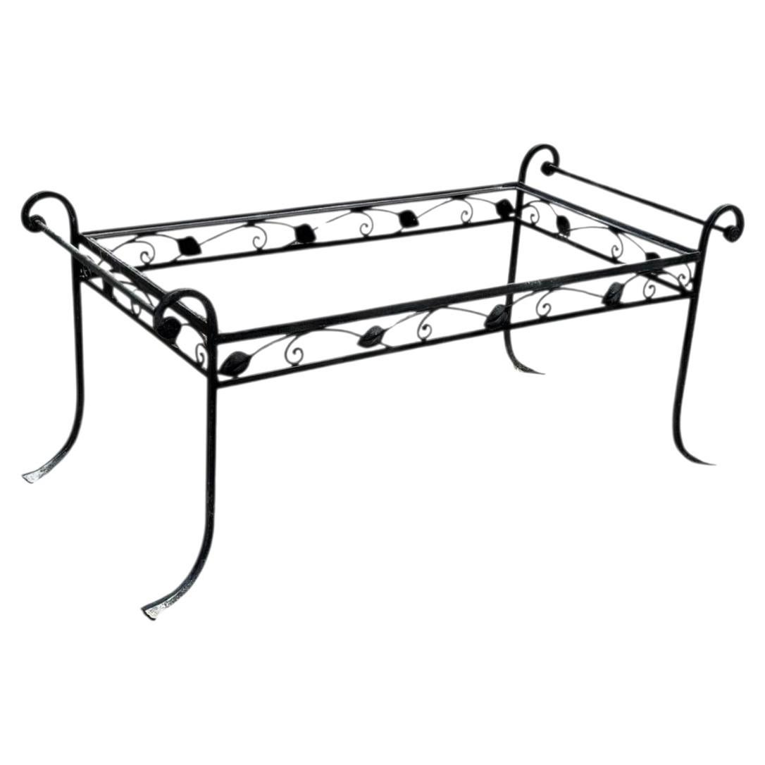 Vintage Salterini Art Nouveau Wrought Iron Garden Patio Rectangular Coffee Table