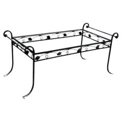 Vintage Salterini Art Nouveau Wrought Iron Garden Patio Rectangular Coffee Table