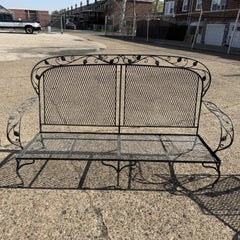 Vintage Salterini Art Nouveau Wrought Iron Garden Patio Sofa Chair Set - 3 Pcs