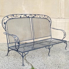 Vintage Salterini Art Nouveau Wrought Iron Garden Patio Sofa Chair Set - 4 Pcs