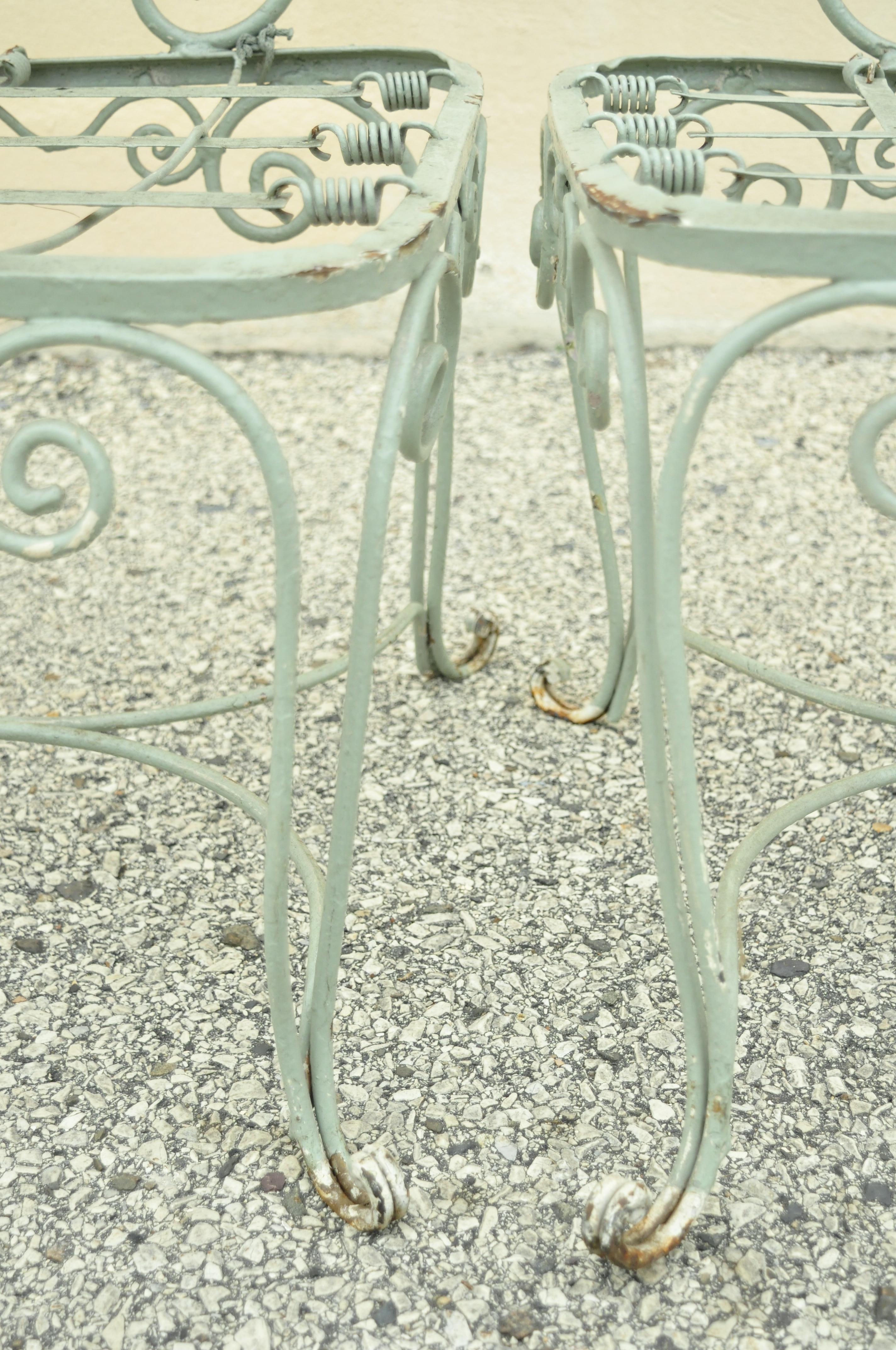 Vintage Salterini Green Wrought Iron Scrollwork Garden Patio Arm Chairs, a Pair 5
